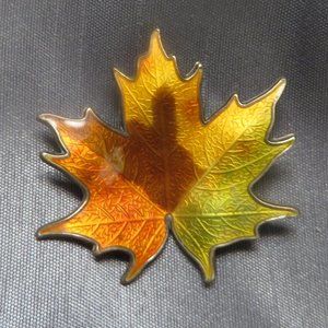 ❤️Vintage Hroar Prydz Norway Sterling 925 Orange Yellow Green Brown Brooch Pin